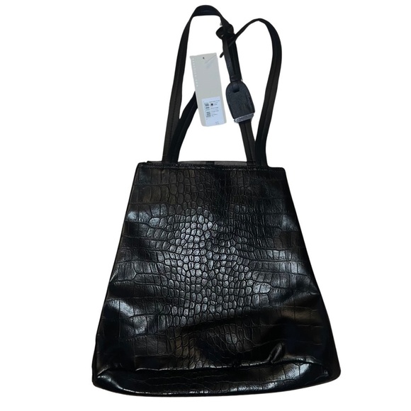 Kenneth Cole Reaction Black Crocodile Skin Tote Shoulder Bag NWT - Picture 1 of 9